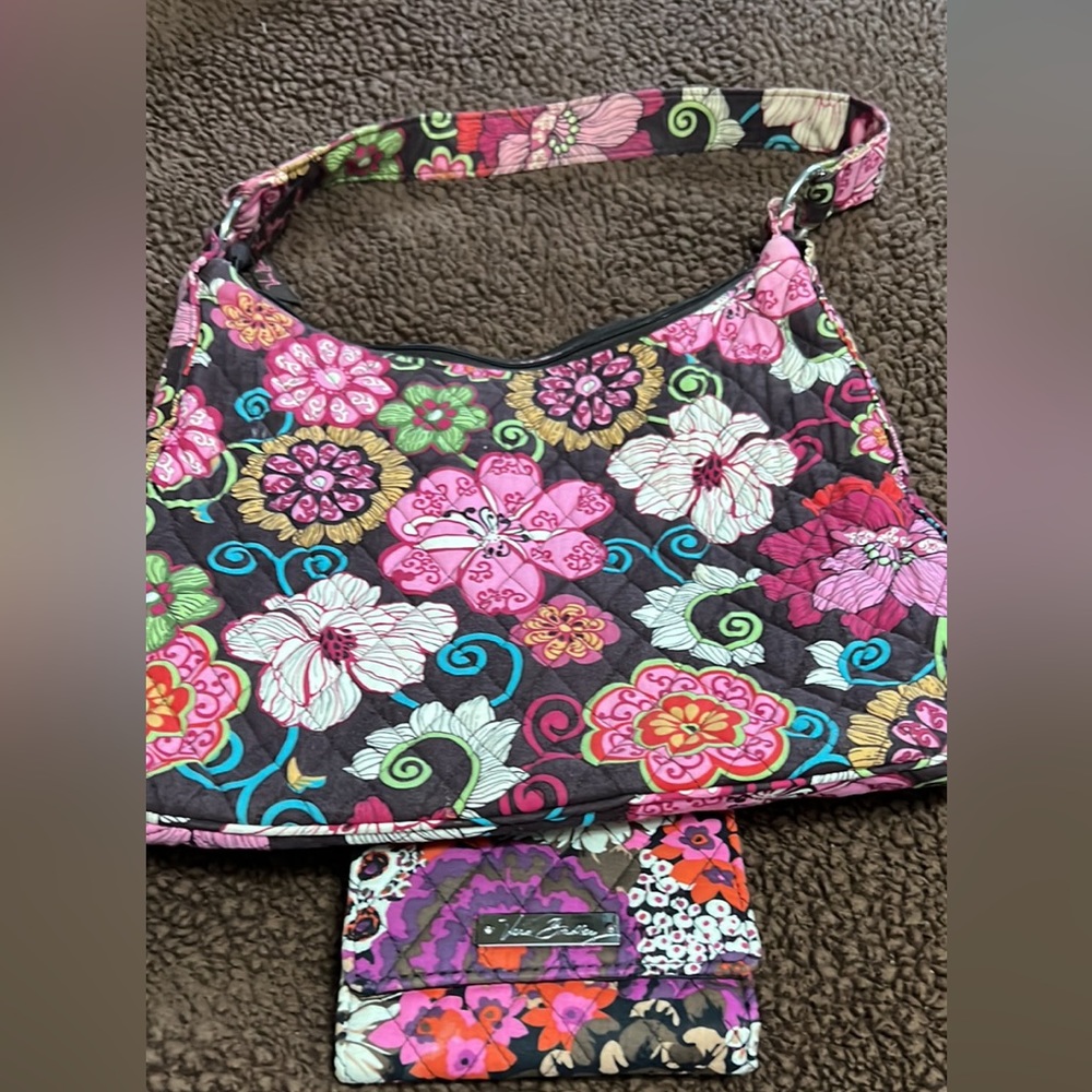 Very Bradley authentic medium pink brown purse and matching wallet